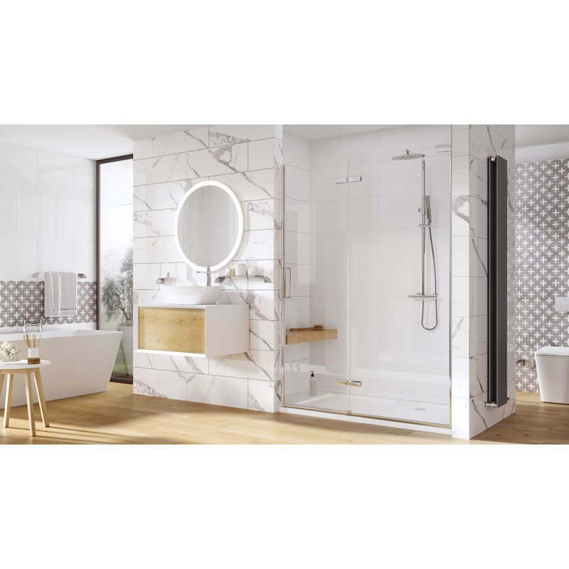 Lane 2000mm H Hinged Frameless Shower Door with Clear Glass, 200 H X 100 W CM
