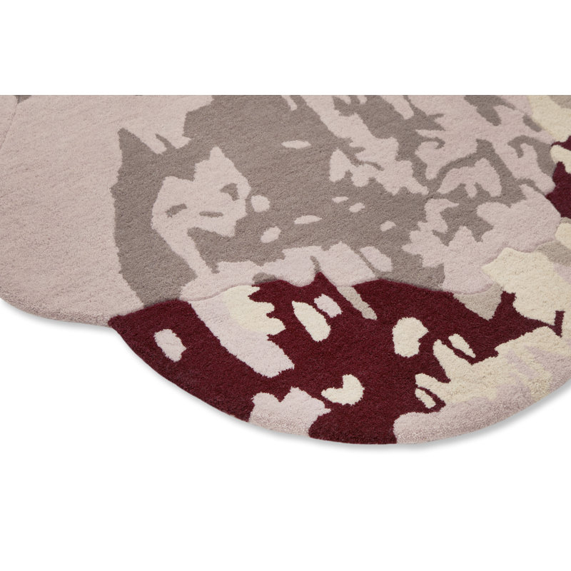 Wool Abstract Area Rug in Ivory/Gray, Novelty 4'11" x 4'11"