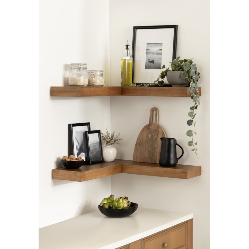 Ensemble de tablettes de coin flottantes deux pièces Havlock, Bois médium