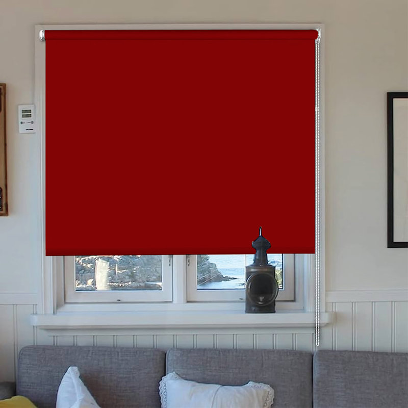 Thermal Blackout Roller Blind - Trimmable Cut to Size - Heavy Duty Metal Tube, 165 cm L x 60 cm W, Red