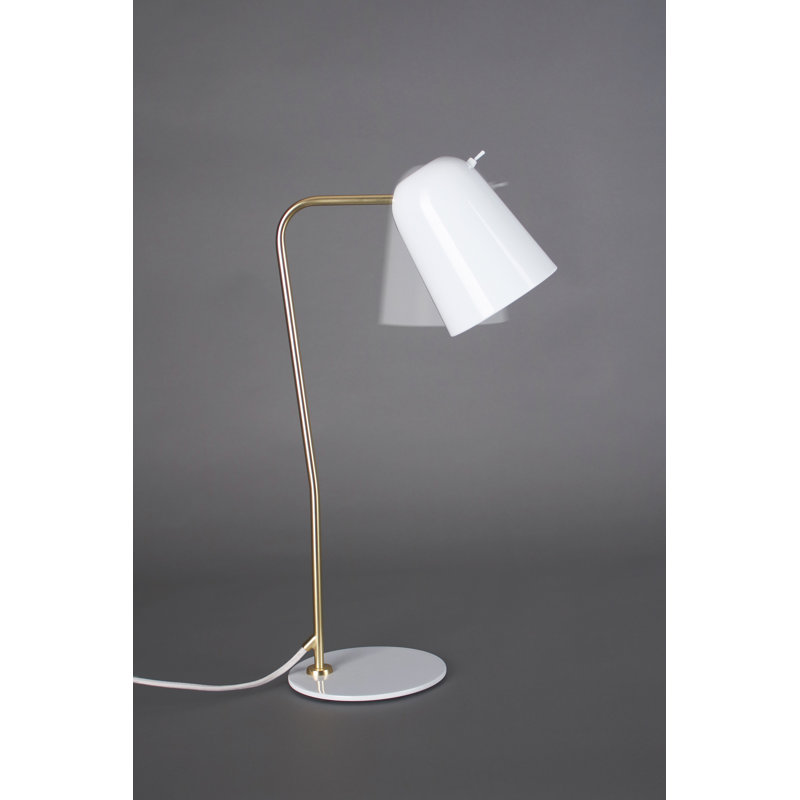 Dobi Desk Table Lamp, White/Brass