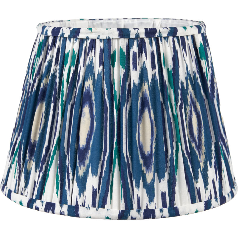 Pleated Cotton Cylinder Shade, Blue, 28cm H x 40cm W x 40cm D