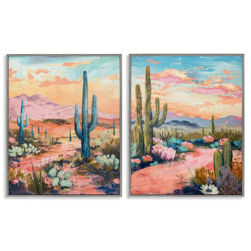  «Cactus Paths & Sunset», ensemble de 2 giclées par LSR Design Studio, Estampe numérique Farmhouse, H 30 po x l 24 po