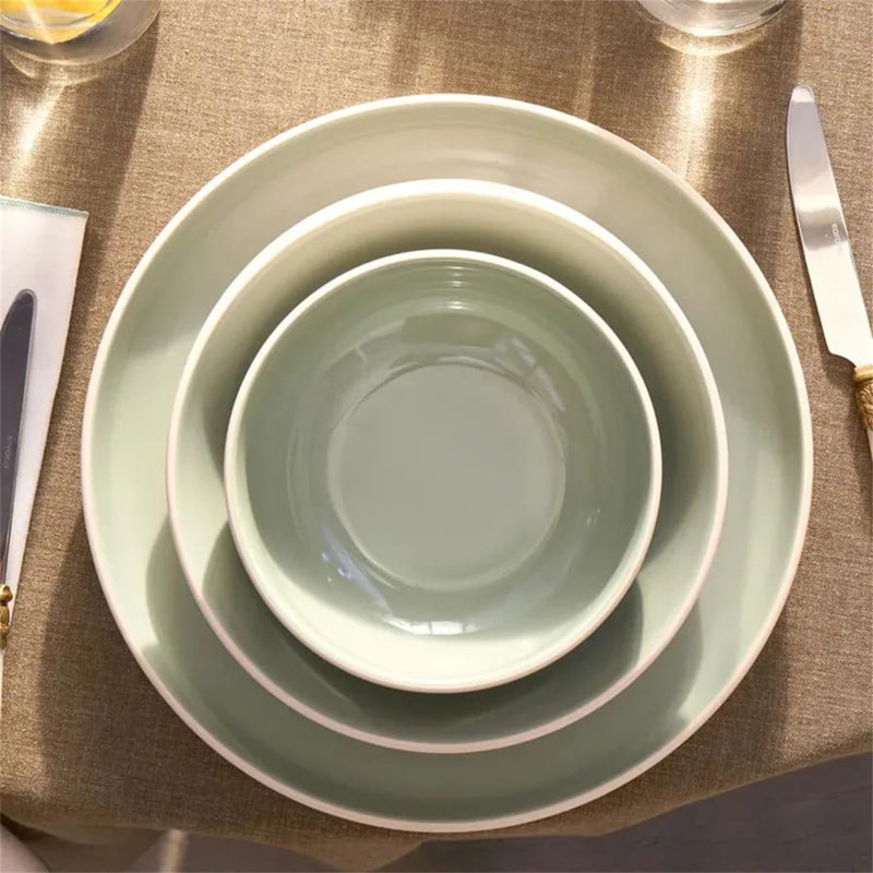 Rhonna Piece Porcelain China Dinnerware Set - Service for 6, Green