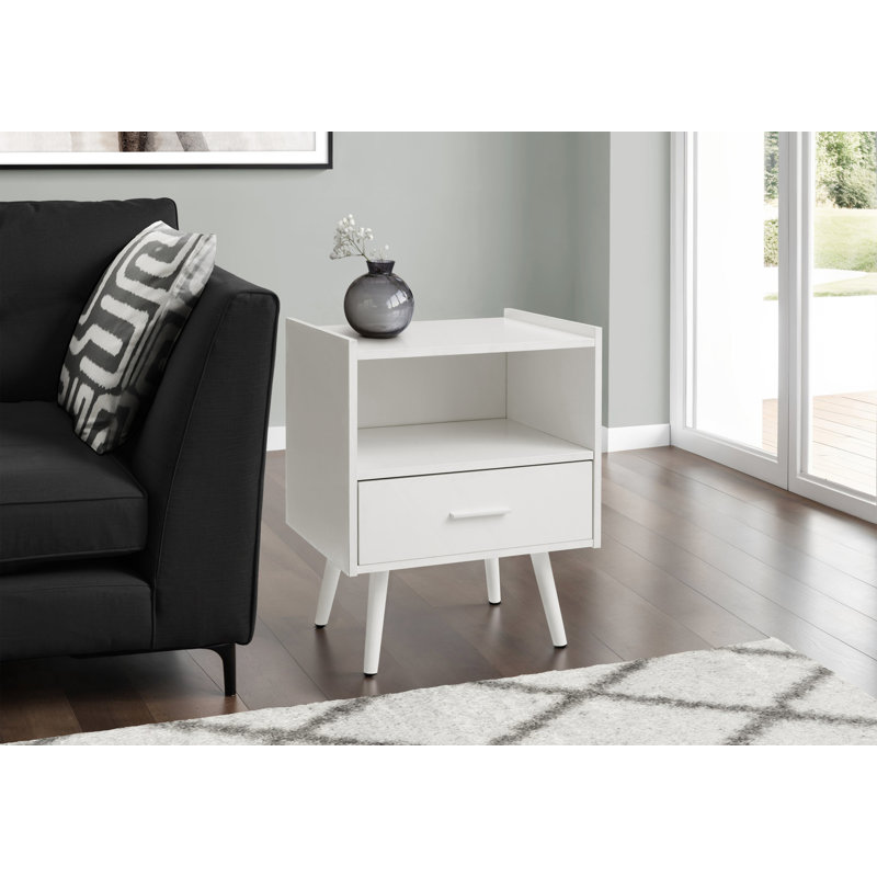 Modern Nightstand With 1 Storage Drawer, White