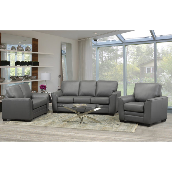 Orren Ellis 3 - Piece Leather Living Room Set - Wayfair Canada