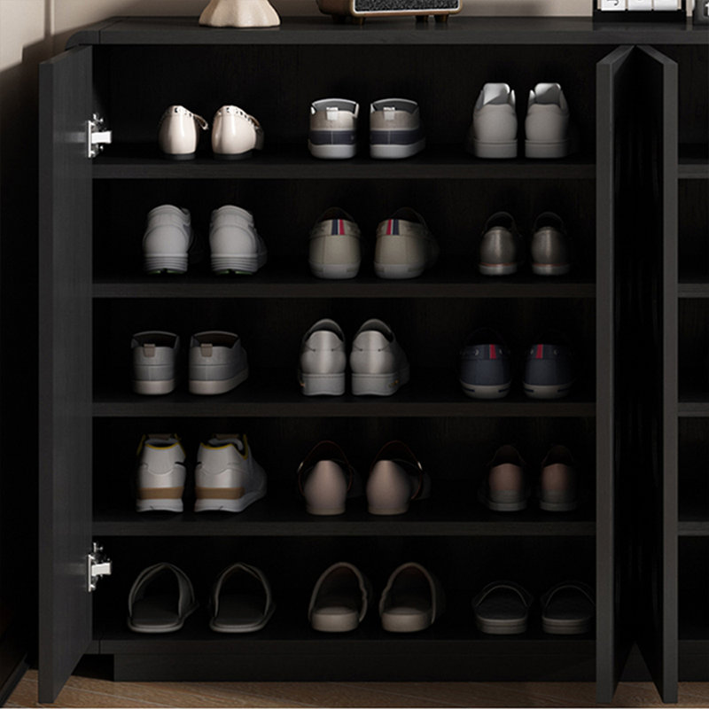 Rangement à chaussures en bois manufacturé noir