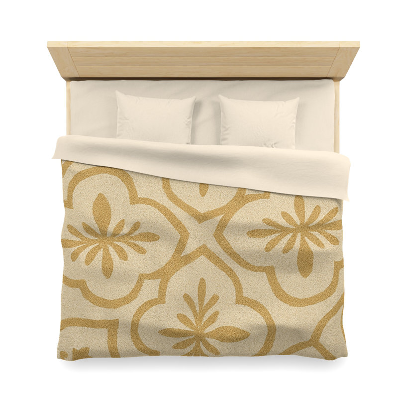 Microfiber Duvet Cover Boho Style, Design 35, Cream, King Duvet Cover