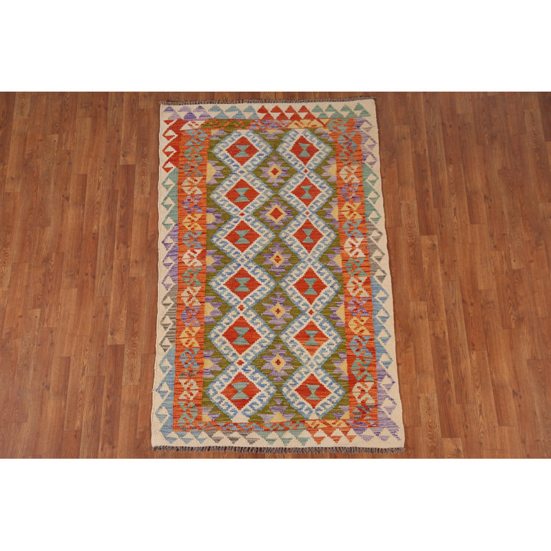 Tapis décoratif multicolore kilim oriental 4 x 6