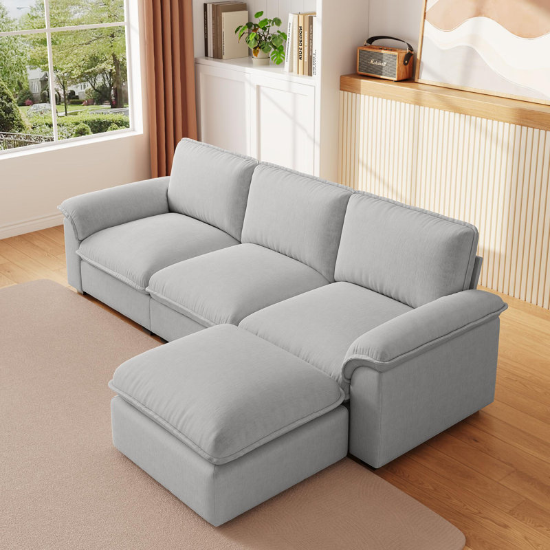 Cloud Couch Sectional For Living Room L Shaped Couch Modular Sectional Sofa Chenille Fabric For Apartment, Gray