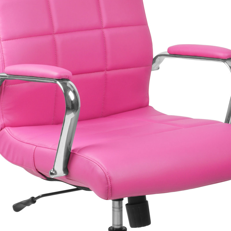 Vivian Mid-Back Pink Vinyl Swivel Executive Chair with Chrome Base