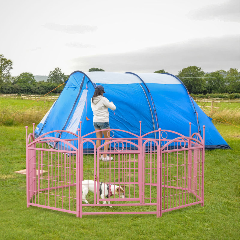 Parc pour chien robuste à 8 panneaux, 24 po en métal, enclos extérieur pliable pour l'intérieur, rouille et stable, choix de formes de bricolage pour les parcs, enclos, idées de rouille