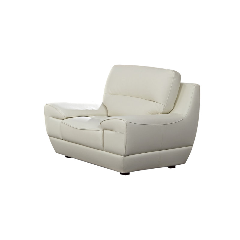 Hofstra Upholstered Club Chair, White Genuine Leather