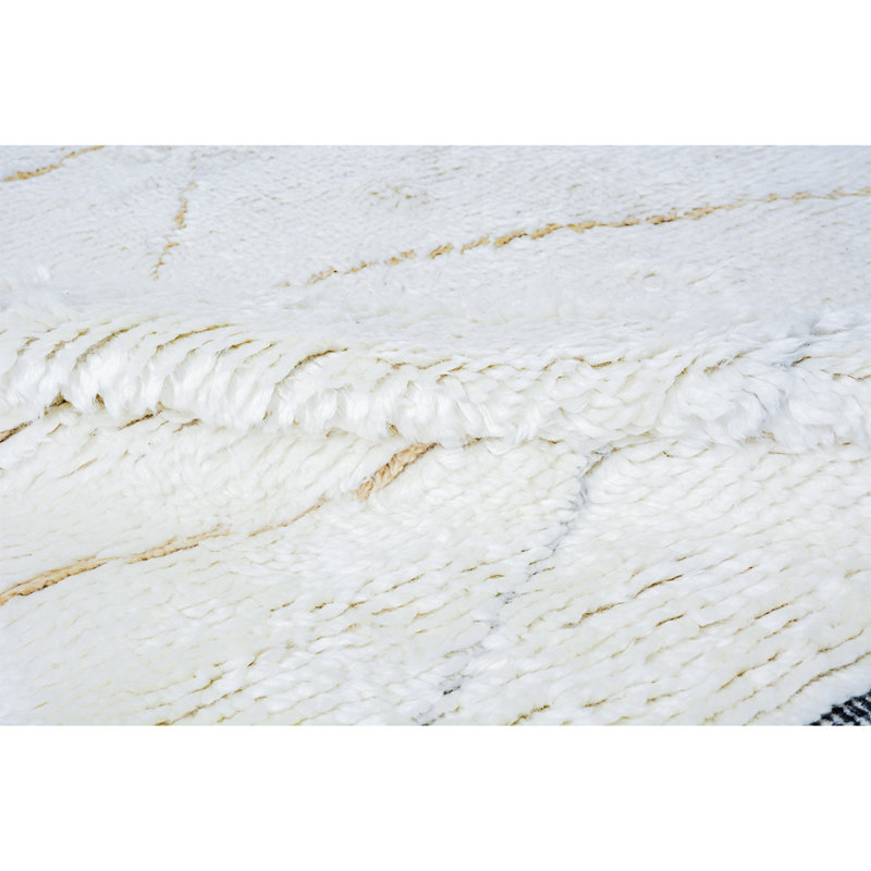 Wool Geometric Area Rug in Ivory, Rectangle 6' x 9'