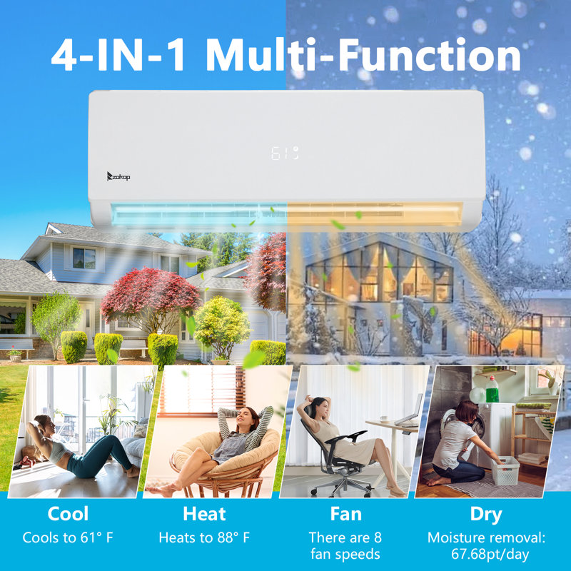 20 SEER2 28000BTU 3-Zone Wi-Fi Connected Ductless Mini Split Air Conditioner (12K+12K+12K), 3