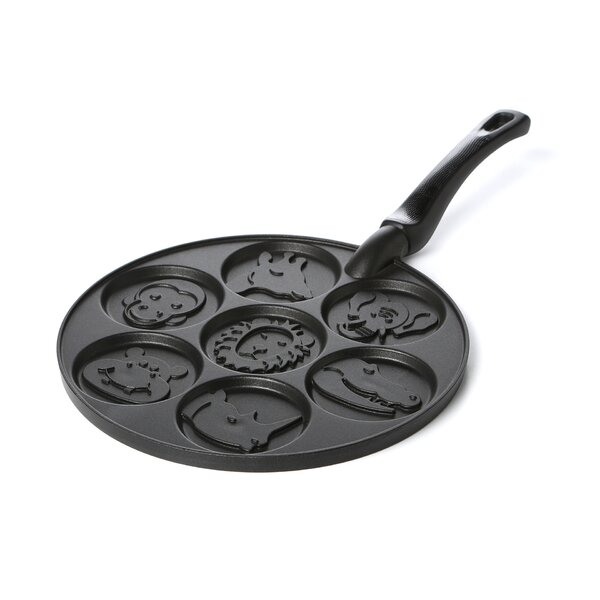 Non-stick Pancake Pan Griddle 10 Inch Grill Pan Mini Crepe Maker 7-Mold  Pancakes with Silicon Handle, Black