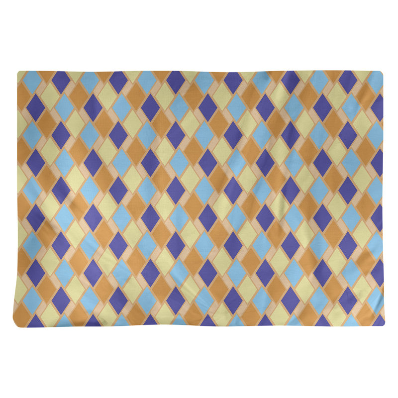 Napperon en coton 18 "Retro Diamonds, Orange / Bleu