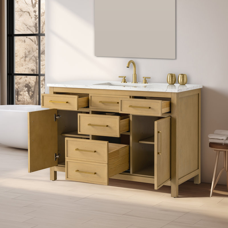 Reajean 48" Single Vanity, Sand/Brushed Bronze