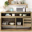 Buffet à 3 portes avec tiroir de 60 pouces, placage de frêne, rangement polyvalent polyvalent-1456843458