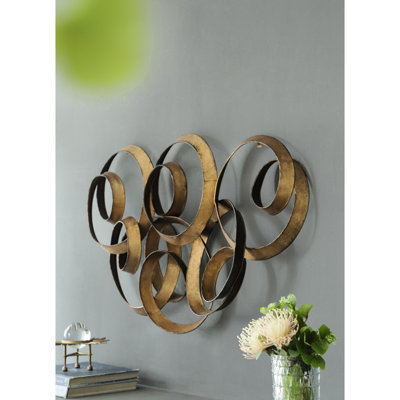Gold Leaf Wall Article, 38.5X22x4.2", Suited For Living Room Office Bedroom, Stable Metal Structure, Easy Installation Way, 100% Iron 38.5X22x4.2" Decoration Object, Bedroom Office, Construction, To