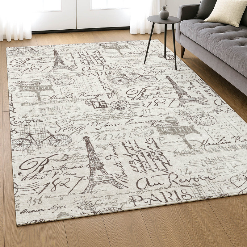 Premium Machine Washable Mayfield AMF2209 novelty Rug, 10' x 14', Linen