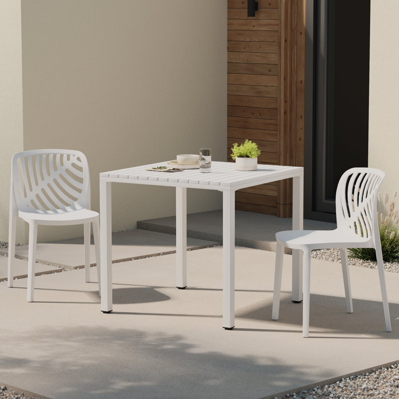 Ensemble de 2 chaises de patio empilables, White
