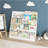 Kids Bookshelf and Toy Storage Organizer, Multifunctional 4 Tier Wooden Kids Book Shelf with  Bookcase Display Stand