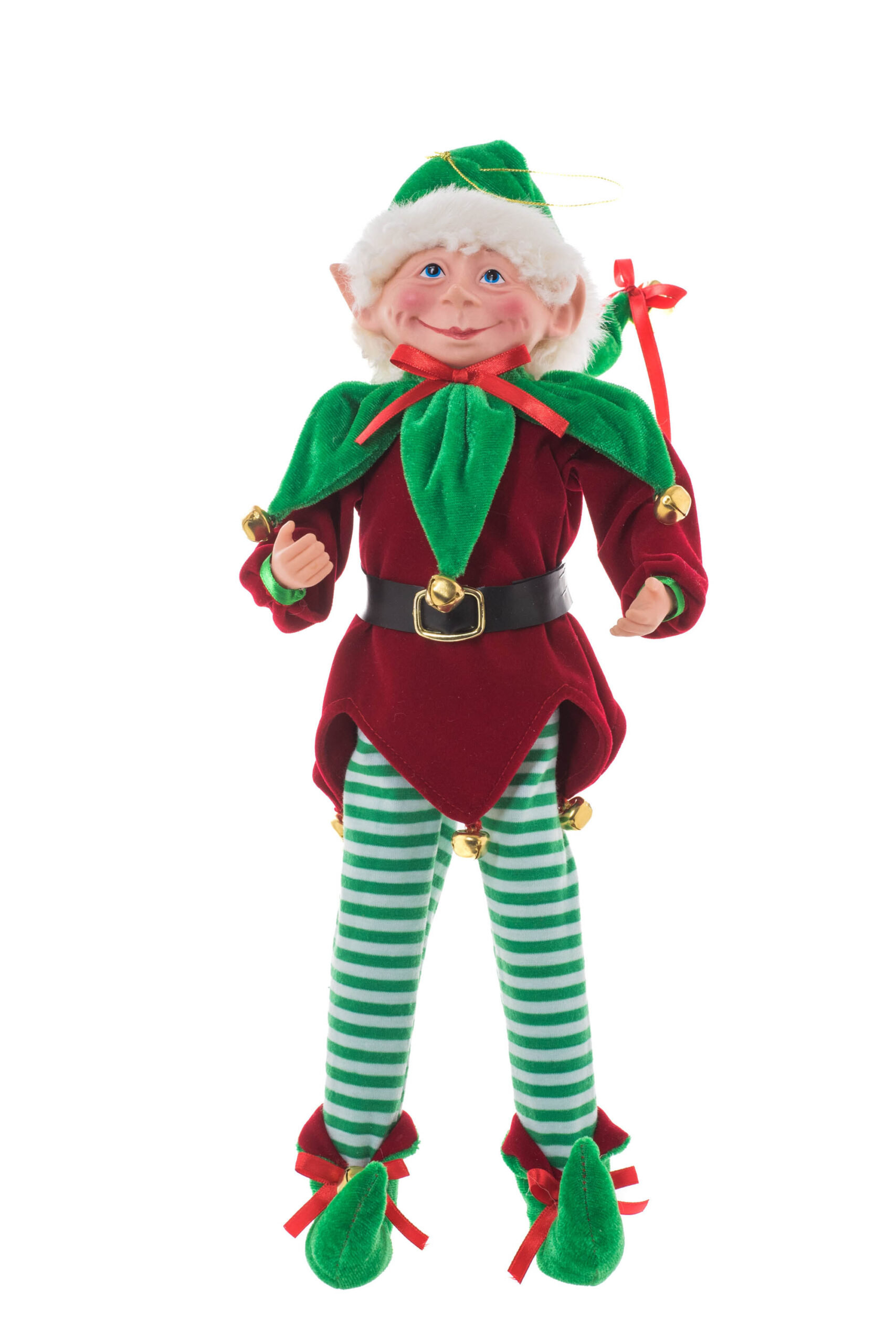 The Holiday Aisle® Red/Green Fabric Hangable Jester Elf with Adjustable ...