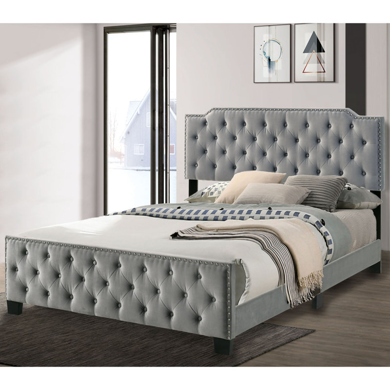 Feickert Flannelette Tufted Bed With Care Kit, California King, Gray