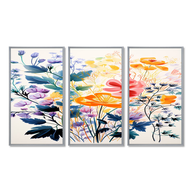 Lorinda - Ensemble d'impressions murales Buttercups, Encadrement argenté, H 40 po x l 60 po x P 1 po
