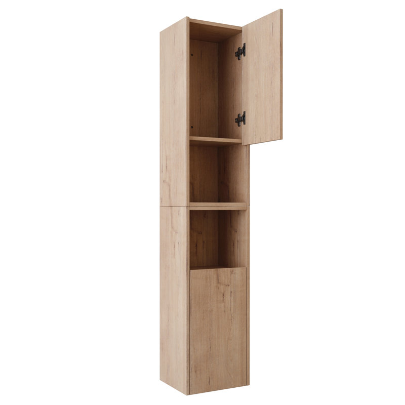 Armoire latérale de salle de bain 24 po, portes à fermeture douce, conception à fixation flottante, chêne imitation