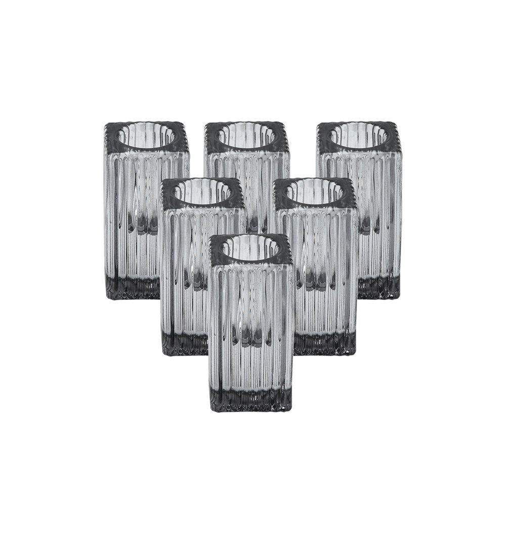 3'' H Glass Tabletop Candlestick (Set of 6) Ebern Designs