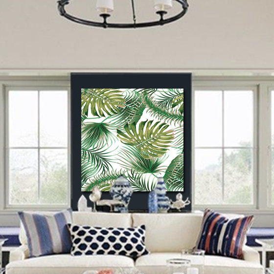 Plam Beachy Print, Square 56" H x 56" W x 1.5" D