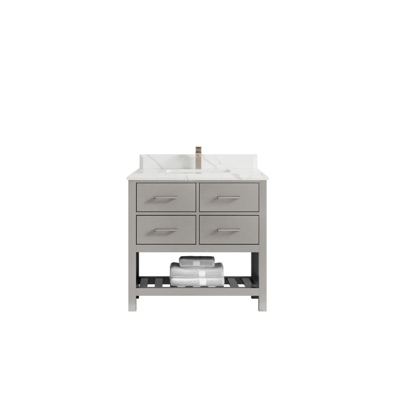 Ensemble de meuble-lavabo simple l 36 po Parker, Calacatta Laza, Gris éléphant