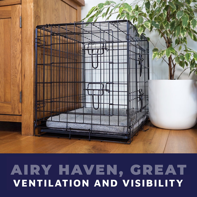 Dog Crate with Removable Tray and Bed, 66cm H x 91cm W x 60cm D