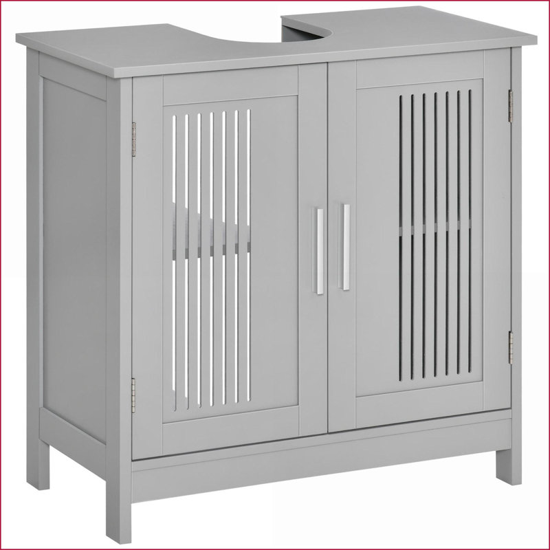 Cabinets sous le lavabo, gris ardoise moderne, 2 portes avec tablettes réglables | Minimaliste | Panneau de fibres à densité moyenne