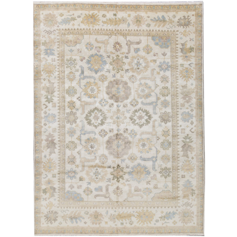 Tapis ivoire et ivoire noué à la main de haute qualité