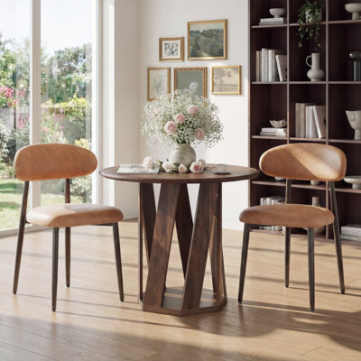 Upholstered Dining Chairs with Curved Back & Metal Legs for Dining Room Kitchen