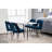 Modern Dining Chair With Velvet Upholstery In Blue And Metal Legs Details, 2Pcs Collection Upholstered Nailheads, Blue, Of 2-2057938099
