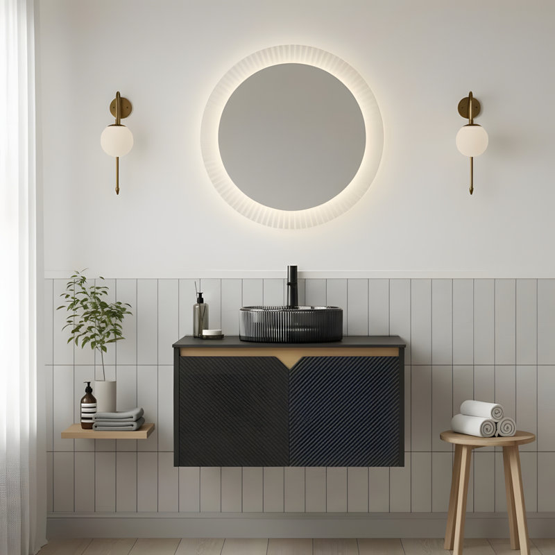 Meuble-lavabo mural avec plateau en pierre frittée, 30"