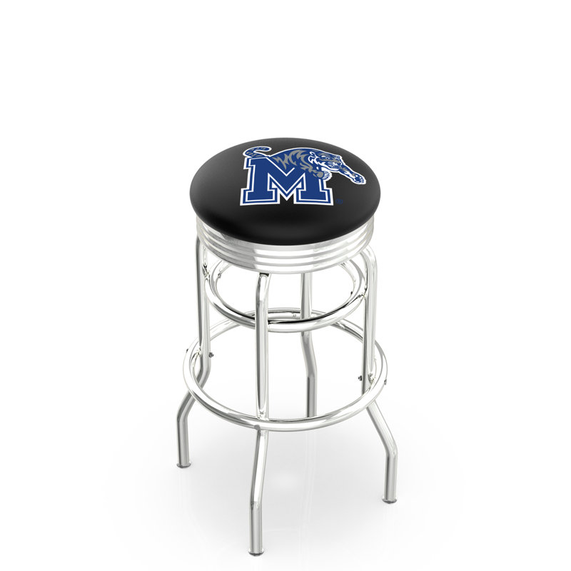 Tabouret de bar Logo Series, Tabouret de bar d'une hauteur de siège de 30 po, Double anneau chromé, Université de Memphis