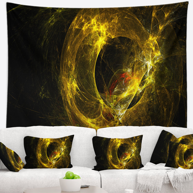 Tapisserie dorée galaxie lointaine sphérique Abstract, H 78 po x l 92 po