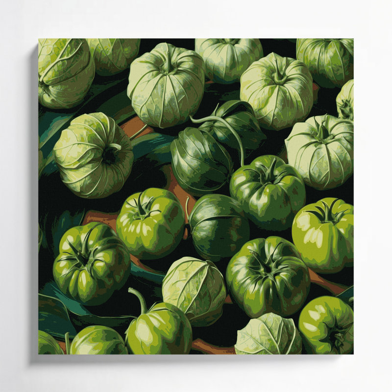 Art mural sur toile vert légumes Tomatillo, H 32 po x l 32 po