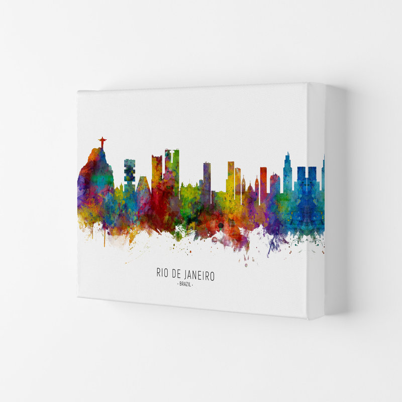 Rio De Janeiro Brazil Skyline by Michael Tompsett - Print, 29.7cm H x 42cm W x 4cm D, Wrapped Canvas