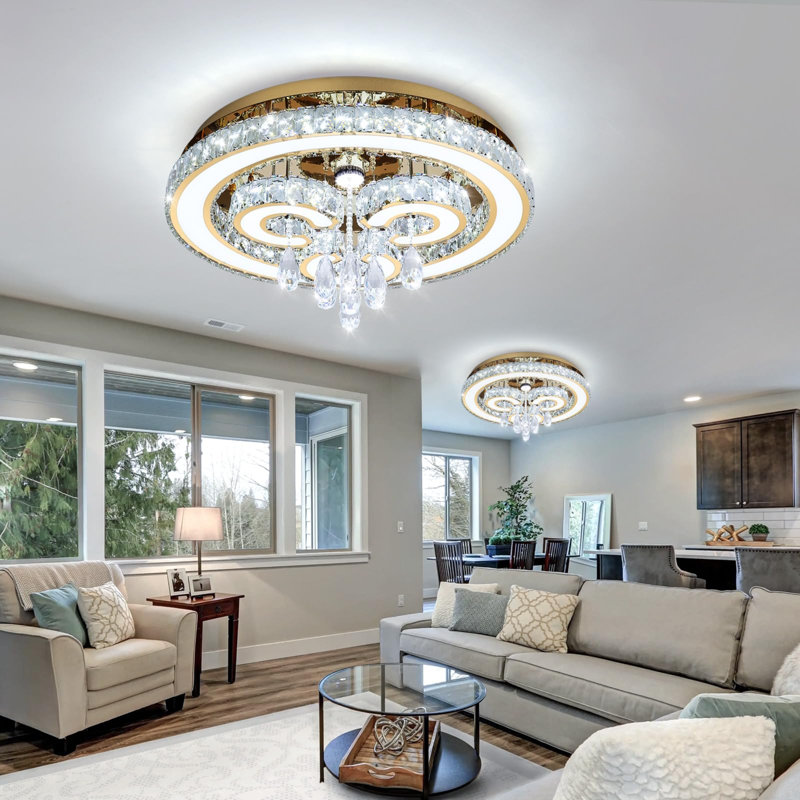 Glam Dimmable Led Crystal Chandelier, Matte Black