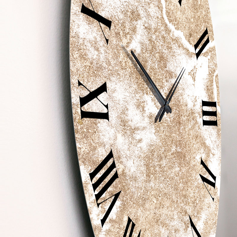 Art en marbre doré sur blanc - horloge murale moderne, Grand