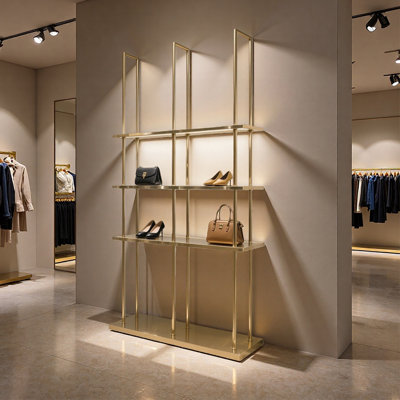 Gold Stainless Steel Multi Tier Shelf
