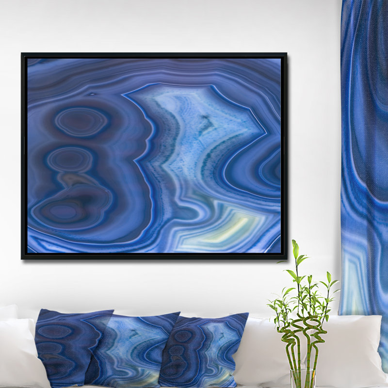 Corwin «Blue Agate Stone Design», impression abstraite, H 30 po x l 40 po x P 1,5 po, Toile avec cadre flottant