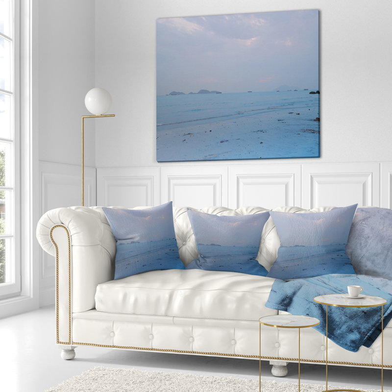Coussin de plage paysage coucher de soleil à Lung Kwu Tan, 18 po x 18 po, Coussin décoratif