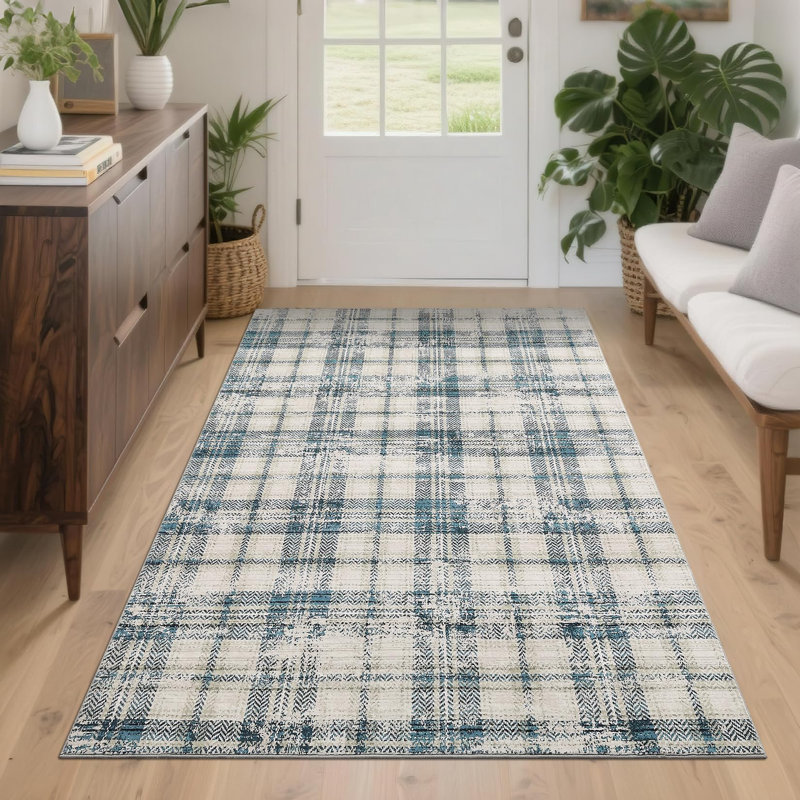 Rugs for Living Room Area Rug Washable Rug Non Slip Foldable Modern Carpet for Bedroom Dining Room Nursery Office, Blue